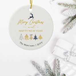 Cream Doodle kerstbomen, rendieren, sterren, Keramisch Ornament