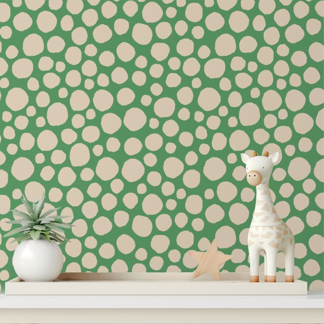 Cream Dot Groen Abstract Modern Pattern Behang (Creator heeft geüpload)