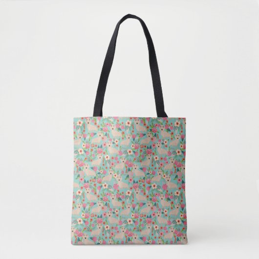 Cream Doxie Floral - roommeel Tote Bag (Voorkant)