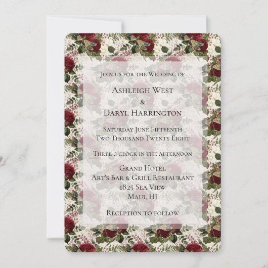 Cream Dragonflies en Rozen bruiloft Kaart (Voorkant)