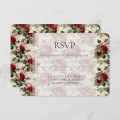 Cream Dragonflies en Rozen Wedding RSVP (Voorkant / Achterkant)