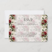 Cream Dragonflies en Rozen Wedding RSVP Kaartje (Voorkant)