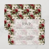 Cream Dragonflies en Rozen Wedding RSVP Kaartje (Voorkant / Achterkant)