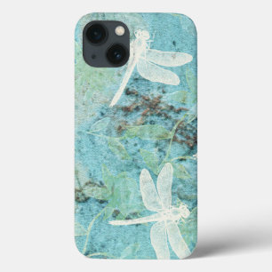 Cream Dragonflies op Blue Blauwgroen Background Ho Case-Mate iPhone Case