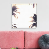 Cream Dream Palmboom & Lichtjes Strand Glamour Canvas Afdruk (Insitu (Woonkamer))