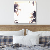 Cream Dream Palmboom & Lichtjes Strand Glamour Canvas Afdruk (Insitu (Slaapkamer))