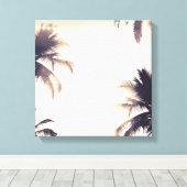 Cream Dream Palmboom & Lichtjes Strand Glamour Canvas Afdruk (Insitu (Houten vloer))