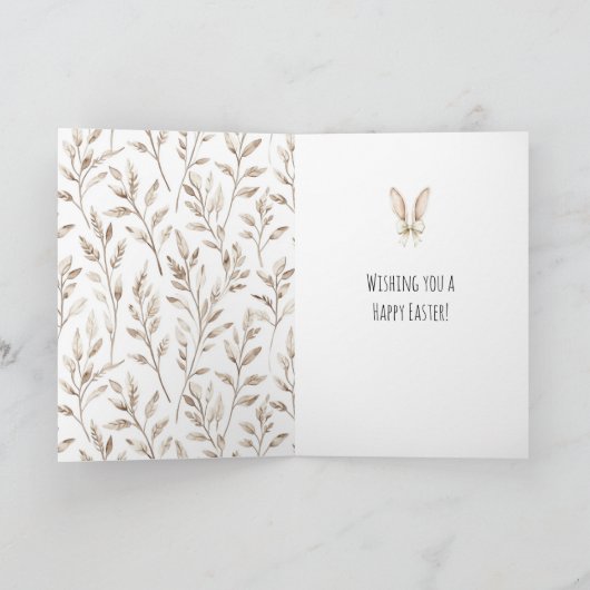 Cream Easter Bunny Rabbit Ears Kaart (Binnen)