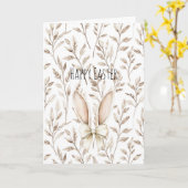 Cream Easter Bunny Rabbit Ears Kaart (Gele Bloem)