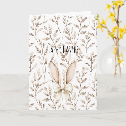 Cream Easter Bunny Rabbit Ears Kaart (Gele Bloem)