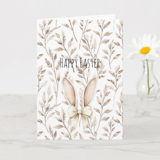 Cream Easter Bunny Rabbit Ears Kaart (Kleine Plant)