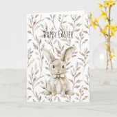 Cream Easter Bunny Rabbit  Kaart (Gele Bloem)