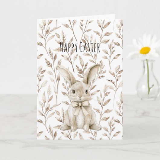 Cream Easter Bunny Rabbit  Kaart (Kleine Plant)