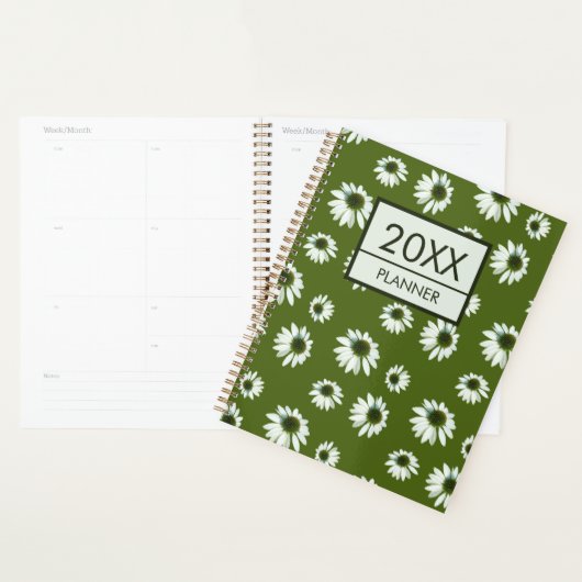 Cream Echinacea Grass Green Floral Pattern 2026 Planner (Display)