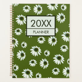 Cream Echinacea Grass Green Floral Pattern 2026 Planner