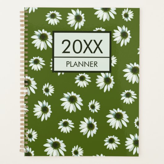 Cream Echinacea Grass Green Floral Pattern 2026 Planner (Voorkant)