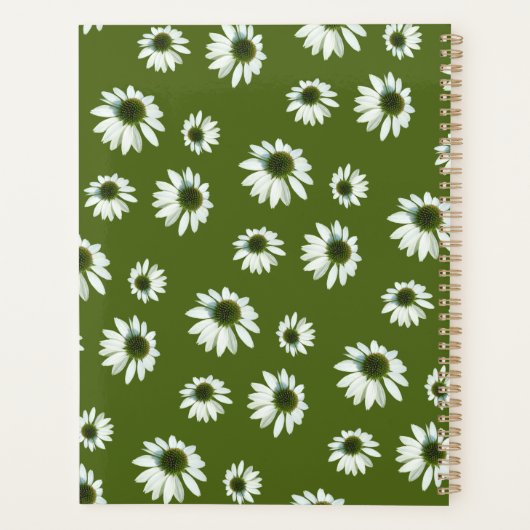 Cream Echinacea Grass Green Floral Pattern 2026 Planner (Achterkant)