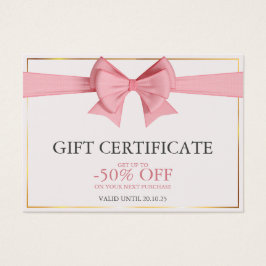 Cream Elegant Business Gift Certificaat Visitekaartje