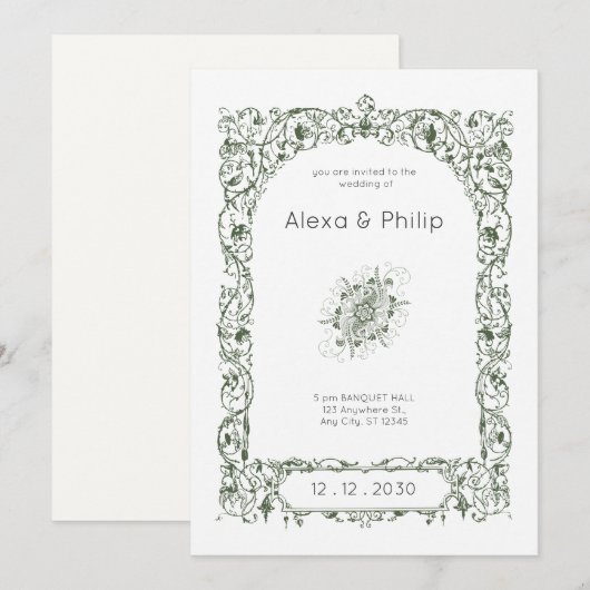 Cream Elegant  Indiase bruiloft Kaart (Voorkant / Achterkant)