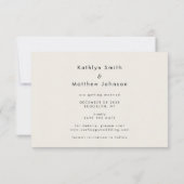 Cream Elegant Script Modern Photo Simple Wedding Save The Date (Achterkant)