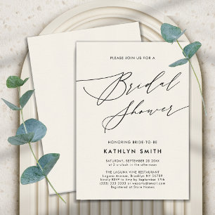 Cream Elegant Script Modern Simple Vrijgezellenfee Kaart