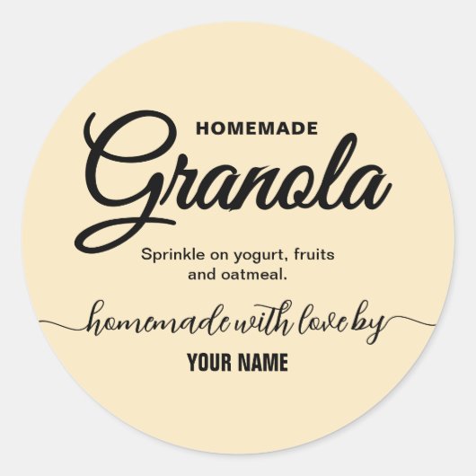 Cream Elegant Script zelfgemaakte granola label (Voorkant)