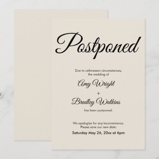 Cream Elegant stelt aankondiging van huwelijk uit (Voorkant / Achterkant)