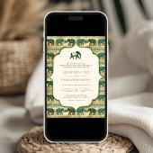 Cream Emerald Elephant Alles in één Indiase bruilo Kaart