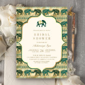 Cream Emerald Gold Elephant Indian Vrijgezellenfee Kaart