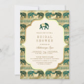 Cream Emerald Gold Elephant Indian Vrijgezellenfee Kaart (Voorkant)