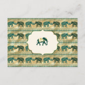 Cream Emerald Gold Elephant Indian Wedding Details Informatiekaartje (Achterkant)