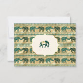 Cream Emerald Green Gold Elephant Indiase bruiloft RSVP Kaartje (Achterkant)