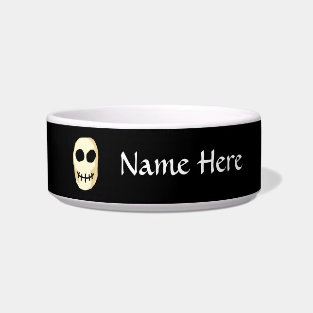 Cream en Black Skull. Voerbakje (Voorkant)