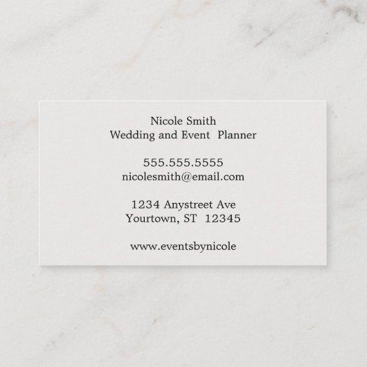 Cream en Blush Rozen Wedding Planner Visitekaartje (Achterkant)