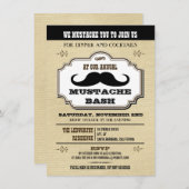 Cream en Brown Mustache Bash Kaart (Voorkant / Achterkant)