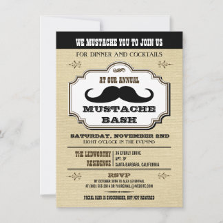 Cream en Brown Mustache Bash Kaart