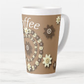 Cream en. Chocolate Brown Floral Latte Mok (Rechterhoek)