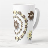 Cream en. Chocolate Brown Floral Latte Mok (Rechterhoek)