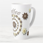 Cream en. Chocolate Brown Floral Latte Mok (Rechterhoek)