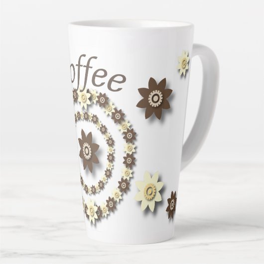 Cream en. Chocolate Brown Floral Latte Mok (Rechterhoek)