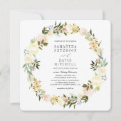 Cream en Forest Green | Garland Floral Wedding Kaart (Voorkant)