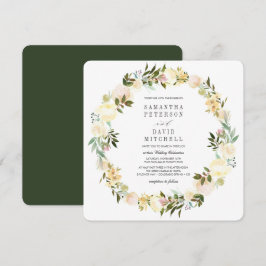 Cream en Forest Green | Garland Floral Wedding Kaart