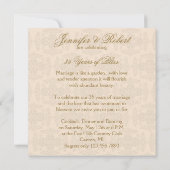 Cream en Gold Damask Initiaal Jubileum Kaart (Achterkant)