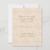Cream en Gold Damask Initiaal Response Kaart (Achterkant)