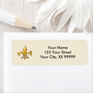 Cream en Gold Fleur de Lis Retouradreslabels Etiket