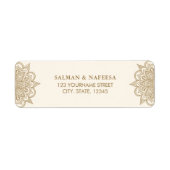 Cream en Gold Henna Mehndi Wedding Etiket (Voorkant)
