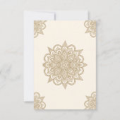 Cream en Gold Henna Mehndi Wedding RSVP Kaartje (Achterkant)