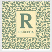 Cream en Green Leaf Pattern Luggage Sticker (Vel)