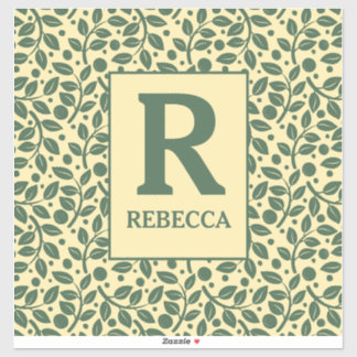 Cream en Green Leaf Pattern Luggage Sticker