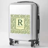 Cream en Green Leaf Pattern Luggage Sticker (Koffer)